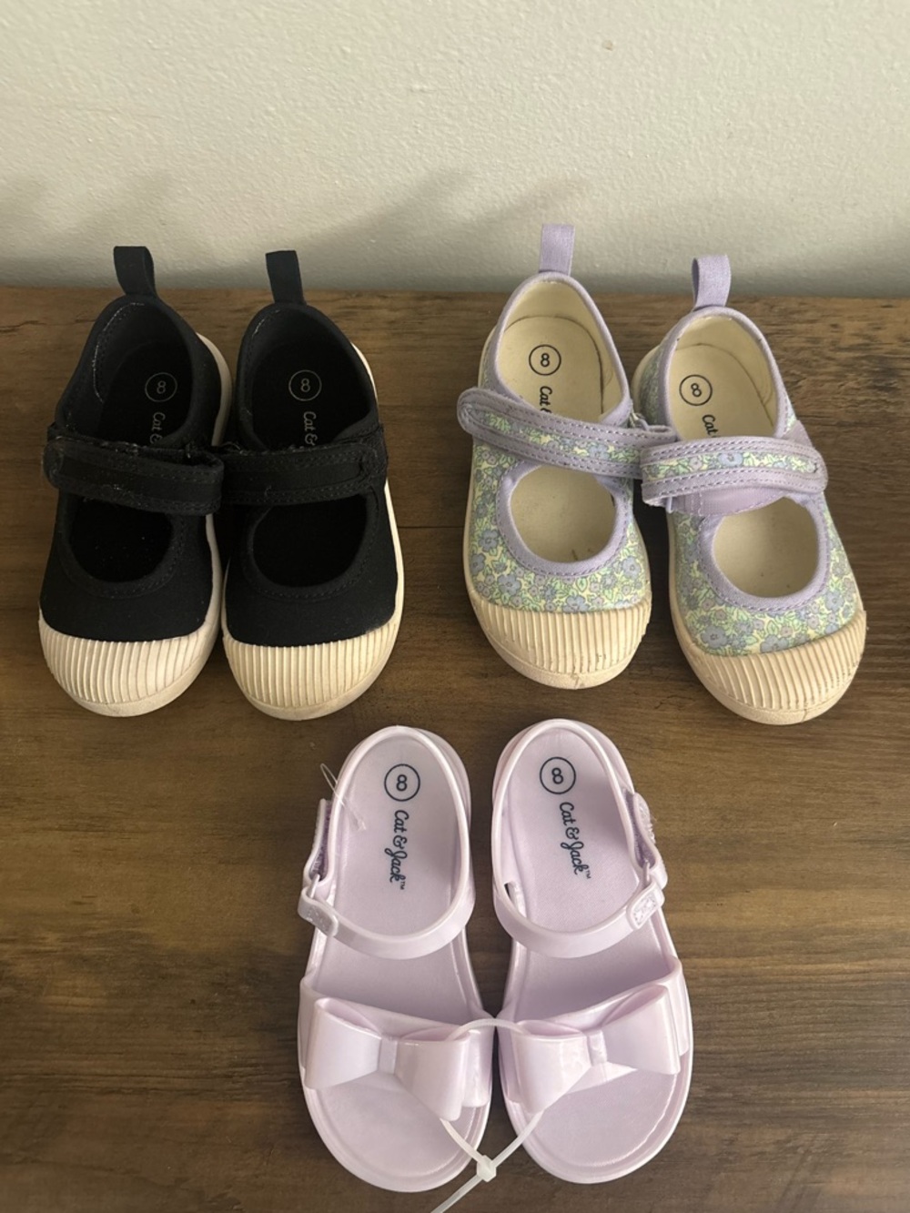 Cat & Jack Kids' Black Mary Janes & Lavender Jelly Sandals Duo